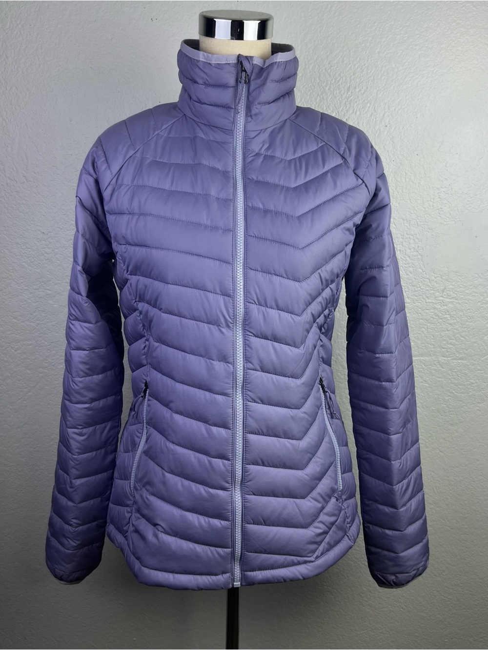 Columbia Jacket Women Purple Omni-Heat Hooded Puffer Full Zip Size M